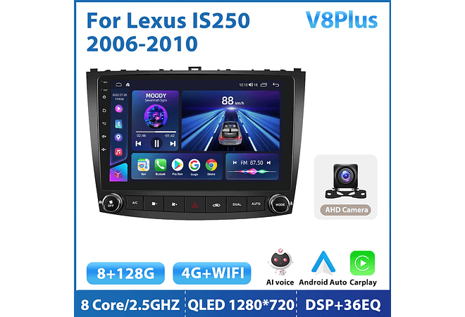 RD144 Android Lexus is250 2006-2010 1GB a 8GB RAM e 16GB a 128GB ROM com ou sem Carplay