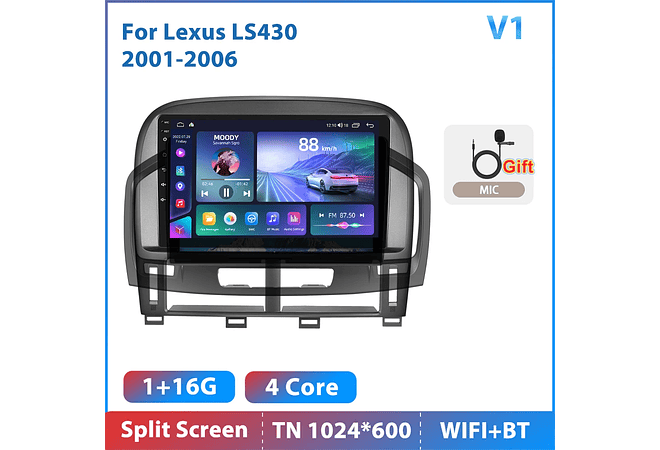 RD145 Android Lexus ls430 2001-2006 1GB a 8GB RAM e 16GB a 128GB ROM com ou sem Carplay