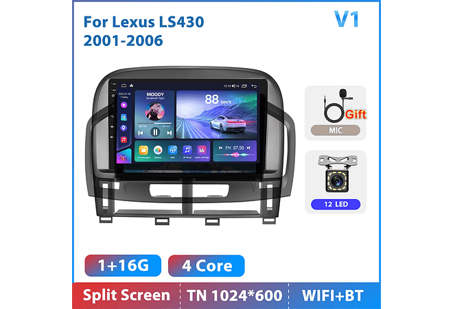 RD145 Android Lexus ls430 2001-2006 1GB a 8GB RAM e 16GB a 128GB ROM com ou sem Carplay