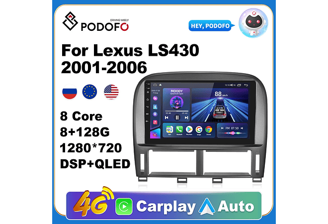RD145 Android Lexus ls430 2001-2006 1GB a 8GB RAM e 16GB a 128GB ROM com ou sem Carplay