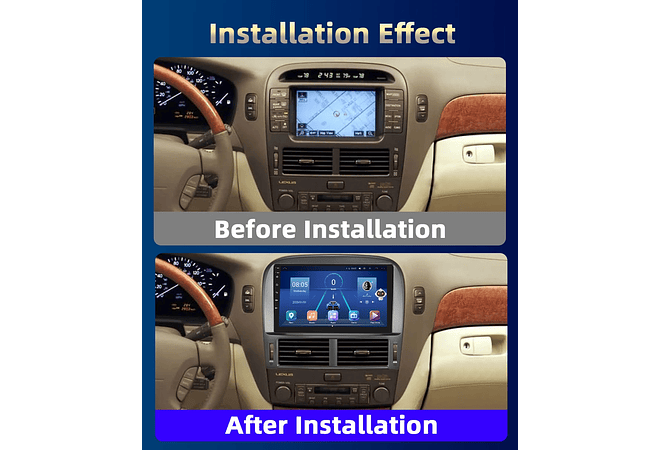 RD145 Android Lexus ls430 2001-2006 1GB a 8GB RAM e 16GB a 128GB ROM com ou sem Carplay