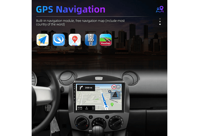 RD146 Android Mazda 2 2007-2014 1GB a 8GB RAM e 16GB a 128GB ROM com ou sem Carplay