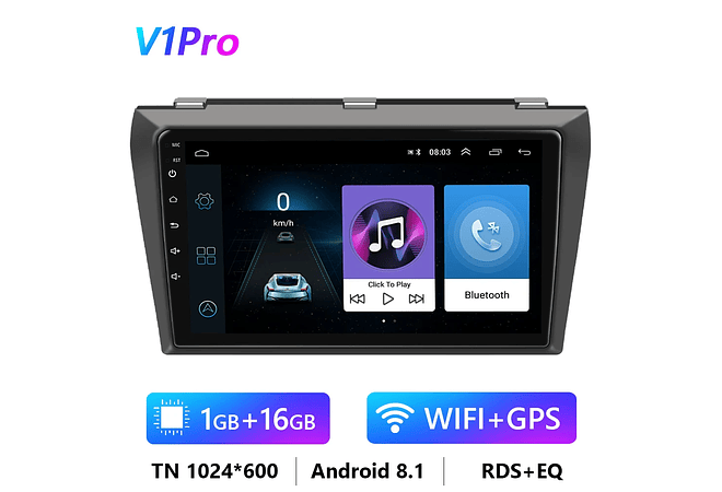 RD147 Android Mazda 3 2004-2012 1GB a 8GB RAM e 16GB a 128GB ROM com ou sem Carplay