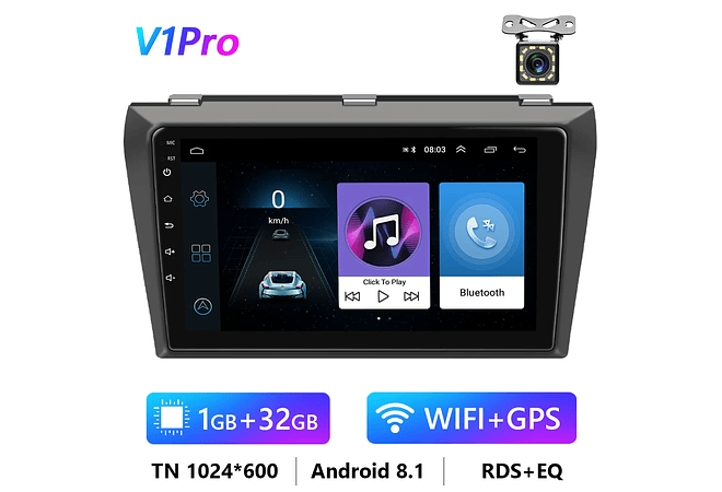 RD147 Android Mazda 3 2004-2012 1GB a 8GB RAM e 16GB a 128GB ROM com ou sem Carplay