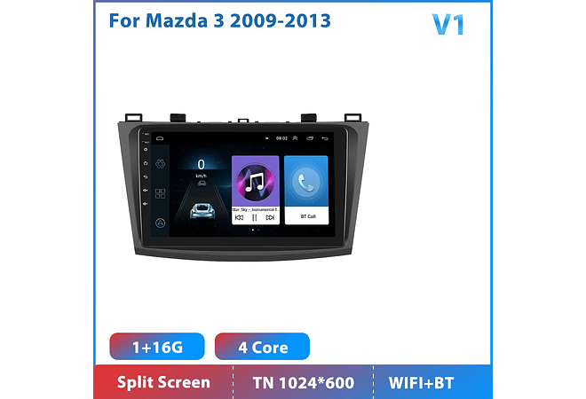 RD149 Android Mazda 3 2009-2013 1GB a 8GB RAM e 16GB a 128GB ROM com ou sem Carplay