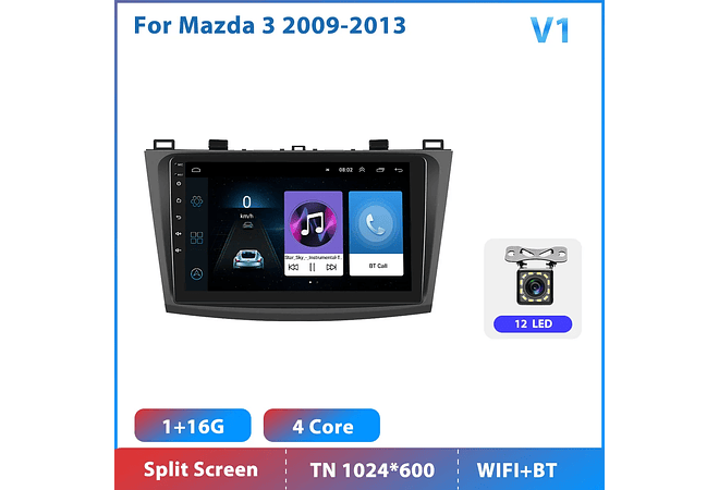 RD149 Android Mazda 3 2009-2013 1GB a 8GB RAM e 16GB a 128GB ROM com ou sem Carplay