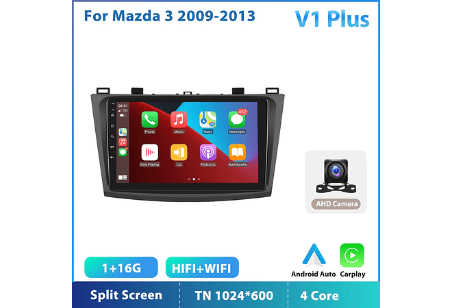 RD149 Android Mazda 3 2009-2013 1GB a 8GB RAM e 16GB a 128GB ROM com ou sem Carplay