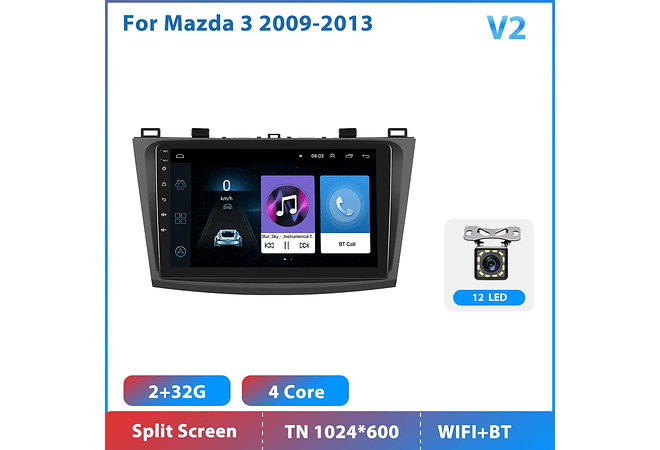 RD149 Android Mazda 3 2009-2013 1GB a 8GB RAM e 16GB a 128GB ROM com ou sem Carplay