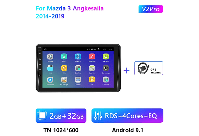 RD150 Android Mazda 3 angkesaila 2014-2019 1GB a 8GB RAM e 16GB a 128GB ROM com ou sem Carplay