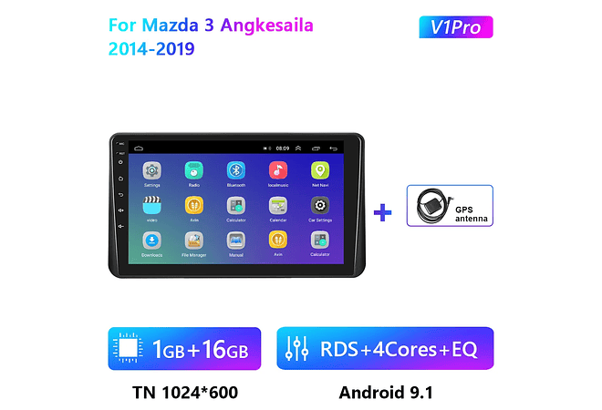 RD150 Android Mazda 3 angkesaila 2014-2019 1GB a 8GB RAM e 16GB a 128GB ROM com ou sem Carplay