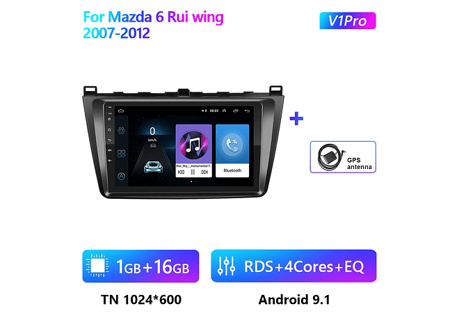 RD151 Android Mazda 6 rui asa 2007-2012 1GB a 8GB RAM e 16GB a 128GB ROM com ou sem Carplay