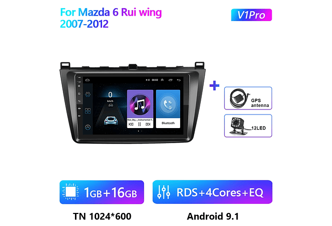 RD151 Android Mazda 6 rui asa 2007-2012 1GB a 8GB RAM e 16GB a 128GB ROM com ou sem Carplay