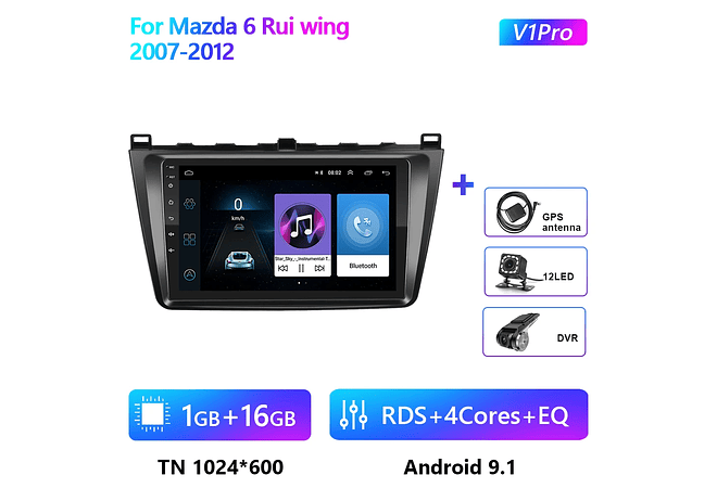 RD151 Android Mazda 6 rui asa 2007-2012 1GB a 8GB RAM e 16GB a 128GB ROM com ou sem Carplay