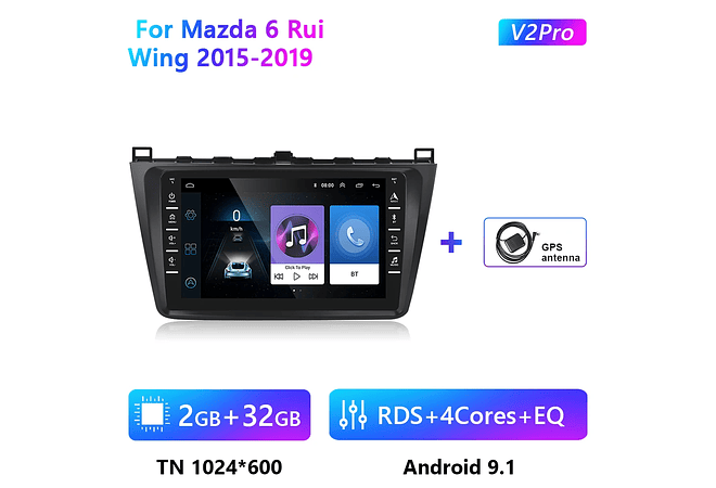 RD152 Android Mazda 6 rui asa 2015-2019 1GB a 8GB RAM e 16GB a 128GB ROM com ou sem Carplay