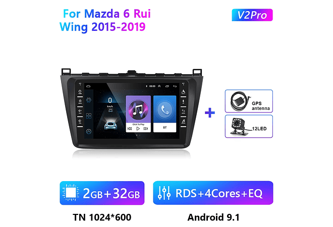 RD152 Android Mazda 6 rui asa 2015-2019 1GB a 8GB RAM e 16GB a 128GB ROM com ou sem Carplay