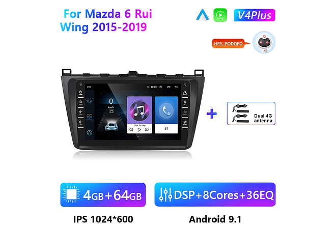 RD152 Android Mazda 6 rui asa 2015-2019 1GB a 8GB RAM e 16GB a 128GB ROM com ou sem Carplay