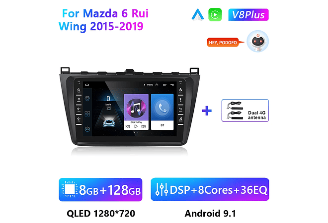 RD152 Android Mazda 6 rui asa 2015-2019 1GB a 8GB RAM e 16GB a 128GB ROM com ou sem Carplay
