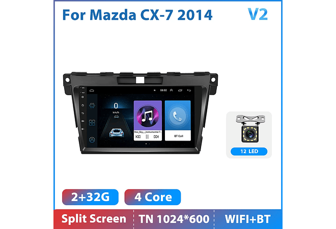 RD153 Android Mazda CX-7 2014 1GB a 8GB RAM e 16GB a 128GB ROM com ou sem Carplay