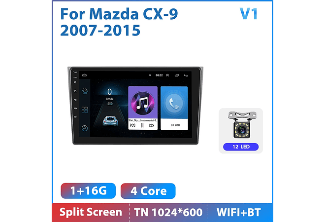 RD154 Android Mazda CX-9 2007-2015 1GB a 8GB RAM e 16GB a 128GB ROM com ou sem Carplay