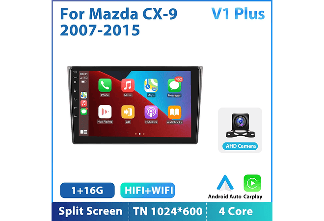 RD154 Android Mazda CX-9 2007-2015 1GB a 8GB RAM e 16GB a 128GB ROM com ou sem Carplay
