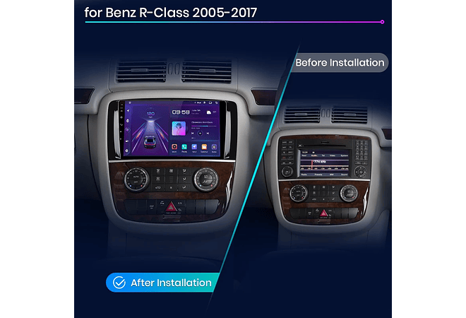 RD155 Android Mercedes r-classe w251 r300 2011-2015 1GB a 8GB RAM e 16GB a 128GB ROM com ou sem Carplay