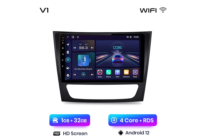 RD156 Android Mercedes w211 e300 2002-2010 1GB a 8GB RAM e 16GB a 128GB ROM com ou sem Carplay