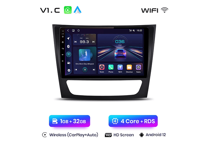 RD156 Android Mercedes w211 e300 2002-2010 1GB a 8GB RAM e 16GB a 128GB ROM com ou sem Carplay