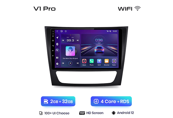 RD156 Android Mercedes w211 e300 2002-2010 1GB a 8GB RAM e 16GB a 128GB ROM com ou sem Carplay