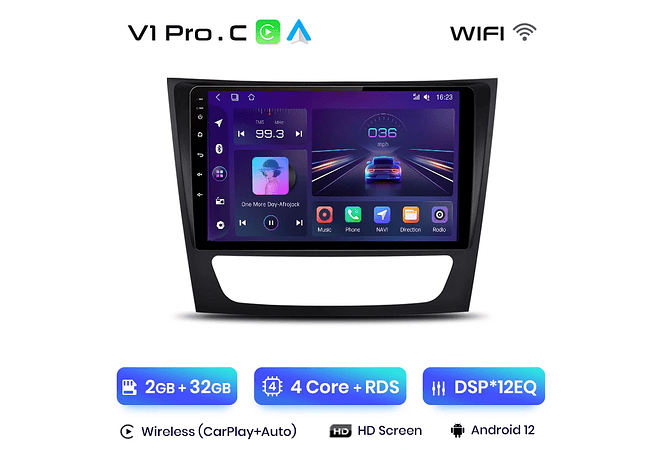 RD156 Android Mercedes w211 e300 2002-2010 1GB a 8GB RAM e 16GB a 128GB ROM com ou sem Carplay
