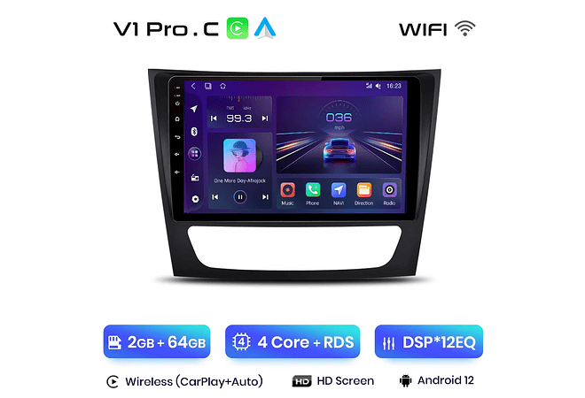 RD156 Android Mercedes w211 e300 2002-2010 1GB a 8GB RAM e 16GB a 128GB ROM com ou sem Carplay