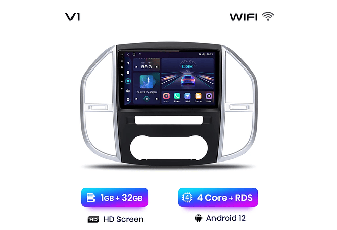 RD157 Android Mercedes vito w447 2014-2021 1GB a 8GB RAM e 16GB a 128GB ROM com ou sem Carplay
