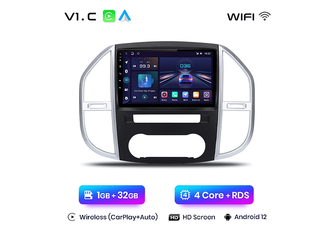 RD157 Android Mercedes vito w447 2014-2021 1GB a 8GB RAM e 16GB a 128GB ROM com ou sem Carplay
