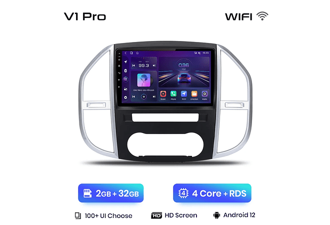 RD157 Android Mercedes vito w447 2014-2021 1GB a 8GB RAM e 16GB a 128GB ROM com ou sem Carplay