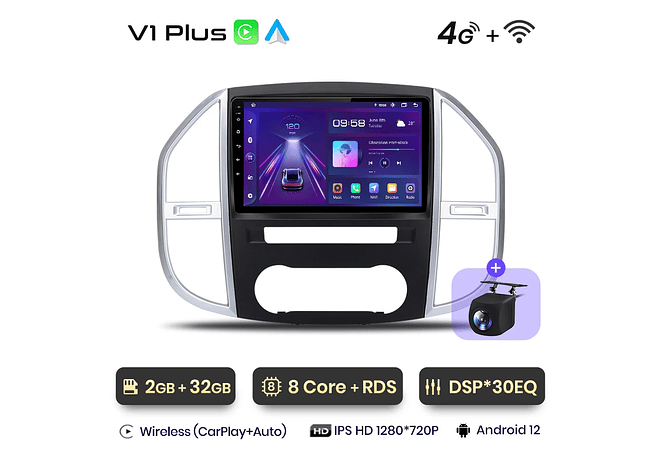 RD157 Android Mercedes vito w447 2014-2021 1GB a 8GB RAM e 16GB a 128GB ROM com ou sem Carplay