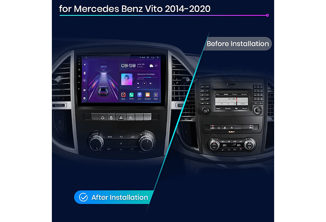 RD157 Android Mercedes vito w447 2014-2021 1GB a 8GB RAM e 16GB a 128GB ROM com ou sem Carplay