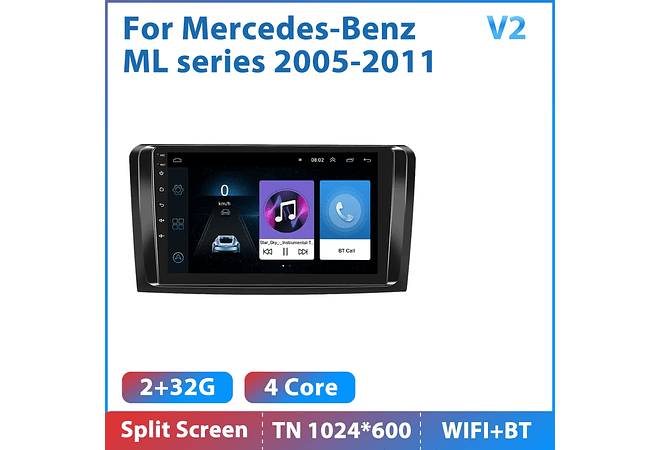 RD158 Android mercedes mercedes ml série 2005-2011 1GB a 8GB RAM e 16GB a 128GB ROM com ou sem Carplay