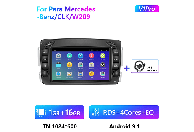 RD160 Android Mercedes clk w209 1GB a 8GB RAM e 16GB a 128GB ROM com ou sem Carplay