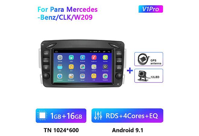 RD160 Android Mercedes clk w209 1GB a 8GB RAM e 16GB a 128GB ROM com ou sem Carplay