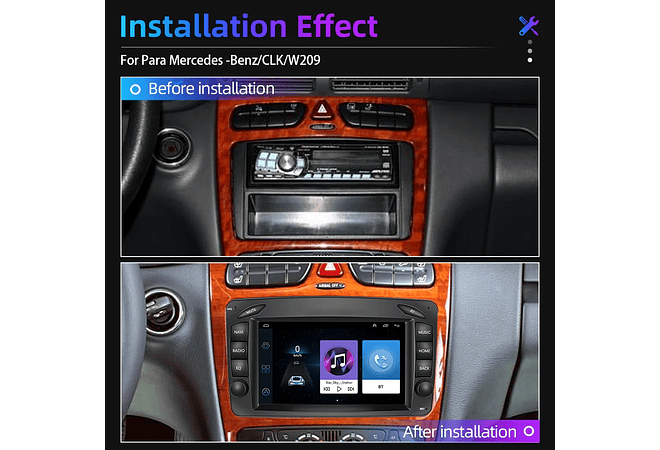 RD160 Android Mercedes clk w209 1GB a 8GB RAM e 16GB a 128GB ROM com ou sem Carplay
