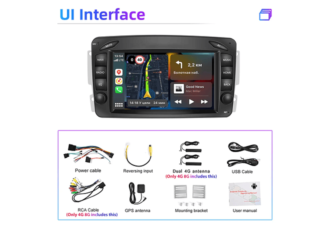 RD160 Android Mercedes clk w209 1GB a 8GB RAM e 16GB a 128GB ROM com ou sem Carplay