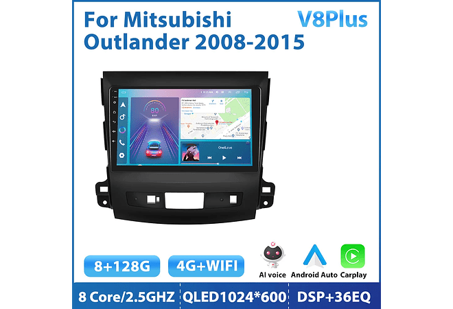 RD161 Android mitsubishi outlander 2008-2015 1GB a 8GB RAM e 16GB a 128GB ROM com ou sem Carplay