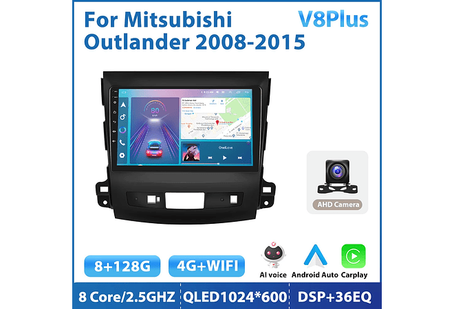 RD161 Android mitsubishi outlander 2008-2015 1GB a 8GB RAM e 16GB a 128GB ROM com ou sem Carplay