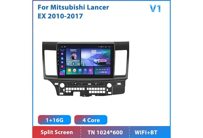 RD162 Android mitsubishi lancer ex 2010-2017 perfil baixo 2004-2009 1GB a 8GB RAM e 16GB a 128GB ROM com ou sem Carplay