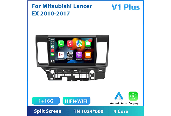 RD162 Android mitsubishi lancer ex 2010-2017 perfil baixo 2004-2009 1GB a 8GB RAM e 16GB a 128GB ROM com ou sem Carplay