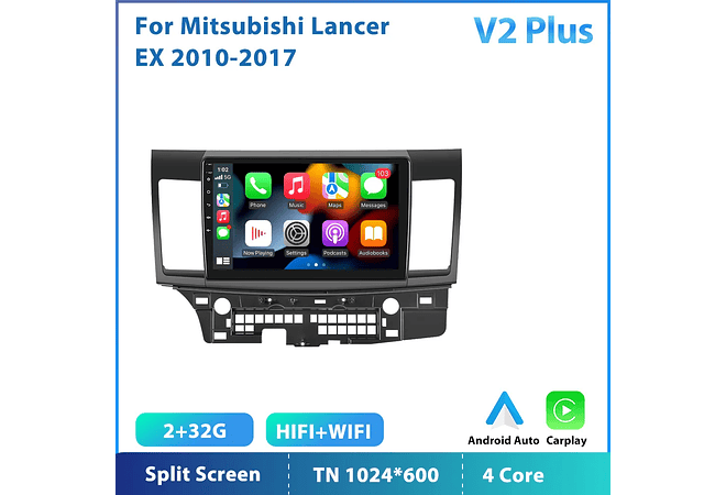 RD162 Android mitsubishi lancer ex 2010-2017 perfil baixo 2004-2009 1GB a 8GB RAM e 16GB a 128GB ROM com ou sem Carplay