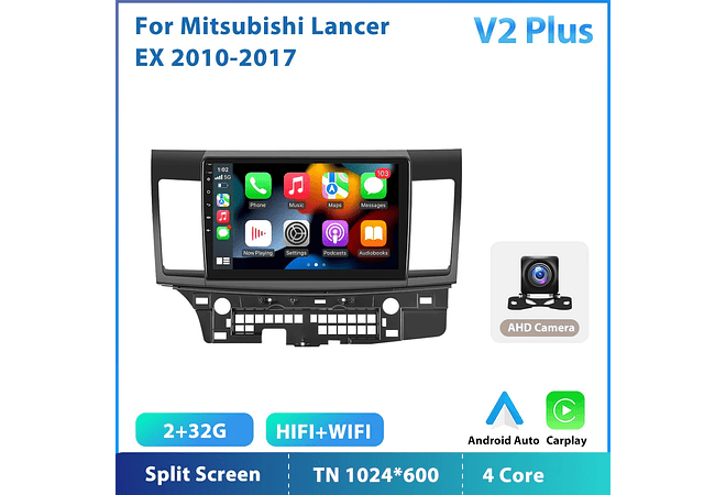 RD162 Android mitsubishi lancer ex 2010-2017 perfil baixo 2004-2009 1GB a 8GB RAM e 16GB a 128GB ROM com ou sem Carplay