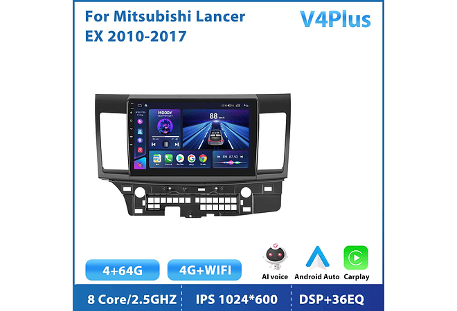 RD162 Android mitsubishi lancer ex 2010-2017 perfil baixo 2004-2009 1GB a 8GB RAM e 16GB a 128GB ROM com ou sem Carplay