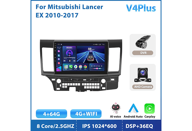 RD162 Android mitsubishi lancer ex 2010-2017 perfil baixo 2004-2009 1GB a 8GB RAM e 16GB a 128GB ROM com ou sem Carplay