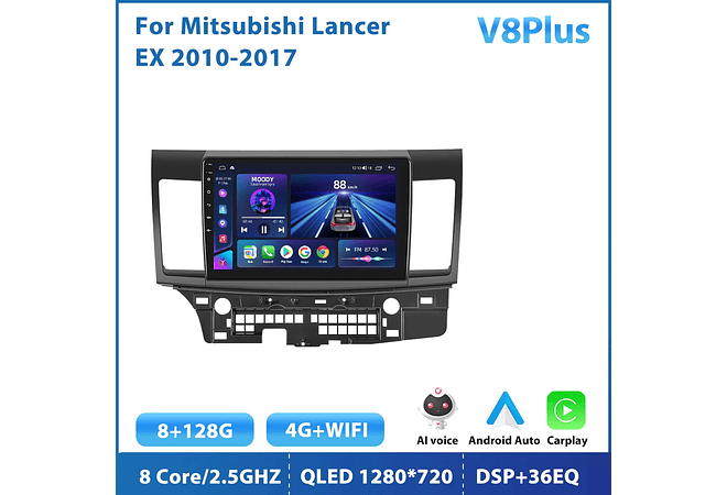 RD162 Android mitsubishi lancer ex 2010-2017 perfil baixo 2004-2009 1GB a 8GB RAM e 16GB a 128GB ROM com ou sem Carplay