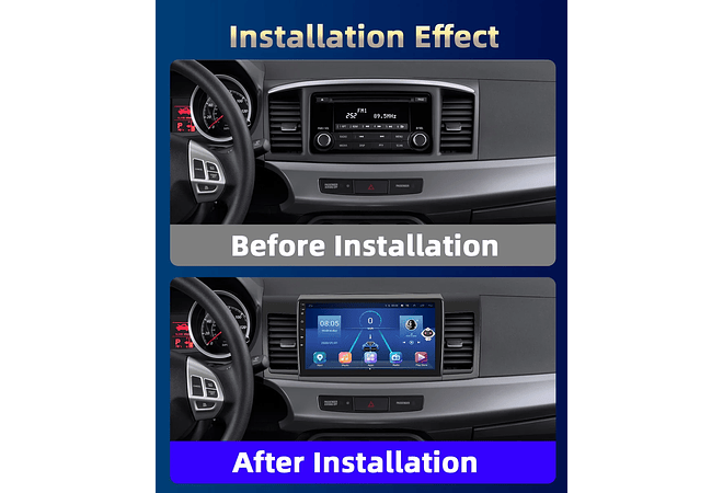 RD162 Android mitsubishi lancer ex 2010-2017 perfil baixo 2004-2009 1GB a 8GB RAM e 16GB a 128GB ROM com ou sem Carplay